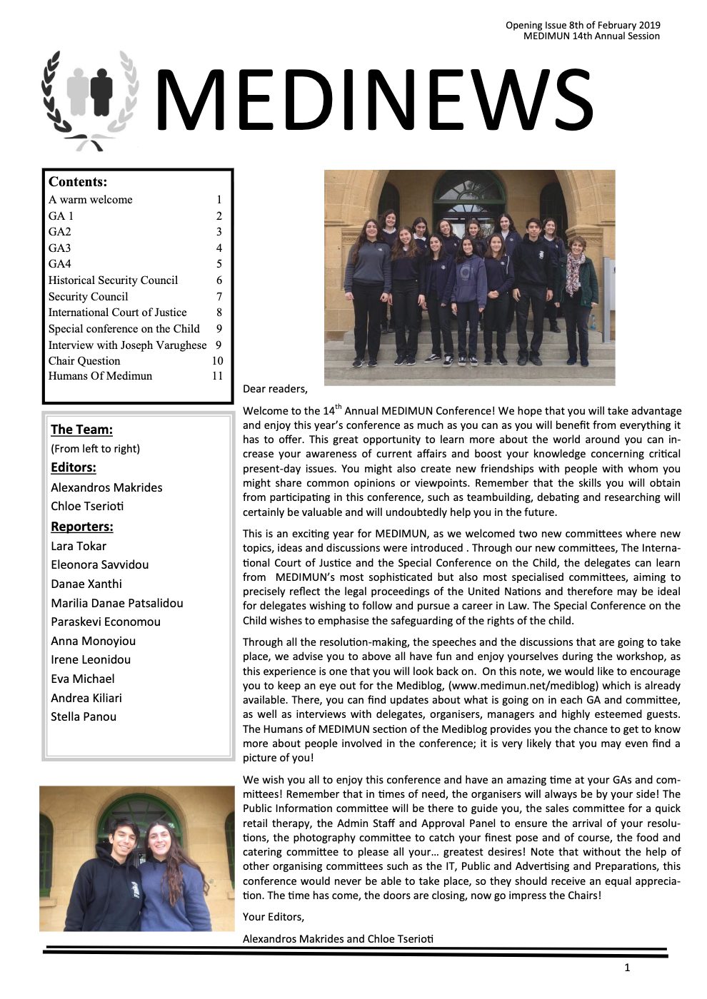 Conference Opening Issue — front page