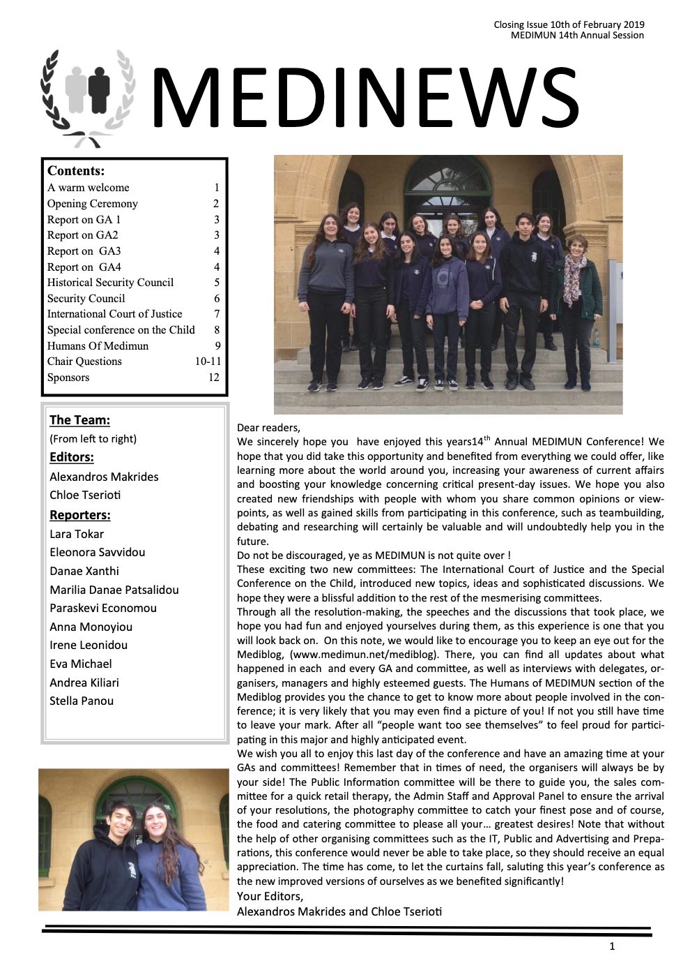 Conference Closing Issue — front page